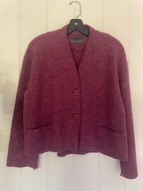 OSKA NWOT Plum Wool Button Cardigan Jacket Stunning!
